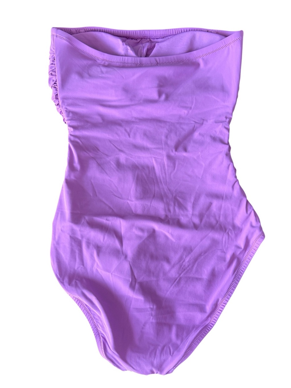 J. Crew Gemma Ruched Bandeau One-Piece Swimsuit Convertible Pink Lavender Size 6 - Picture 3 of 5